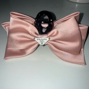 Prada Blush Satin Bow Hair Clip